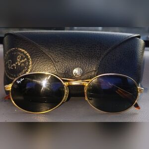 Ray-Ban Gold Frame Sunglasses with Black Lenses